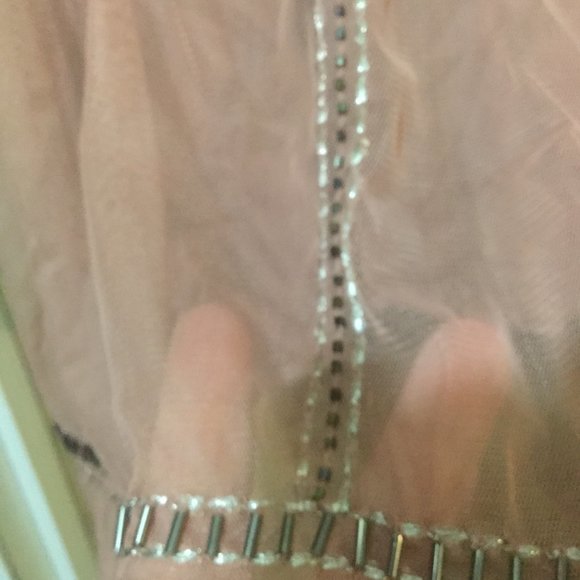 Maurice size 2 blush pink strappy top with beads on the front sheer layer - Picture 6 of 7